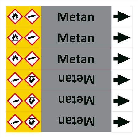 Značení potrubí ISO 20560, metan